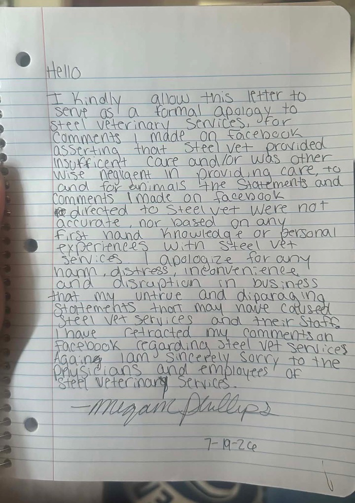 Apology Letter